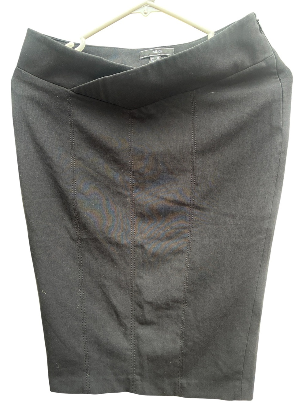 Mango MNG Suit Black Tailored Pencil Skirt with Crossover Waistband US size 4